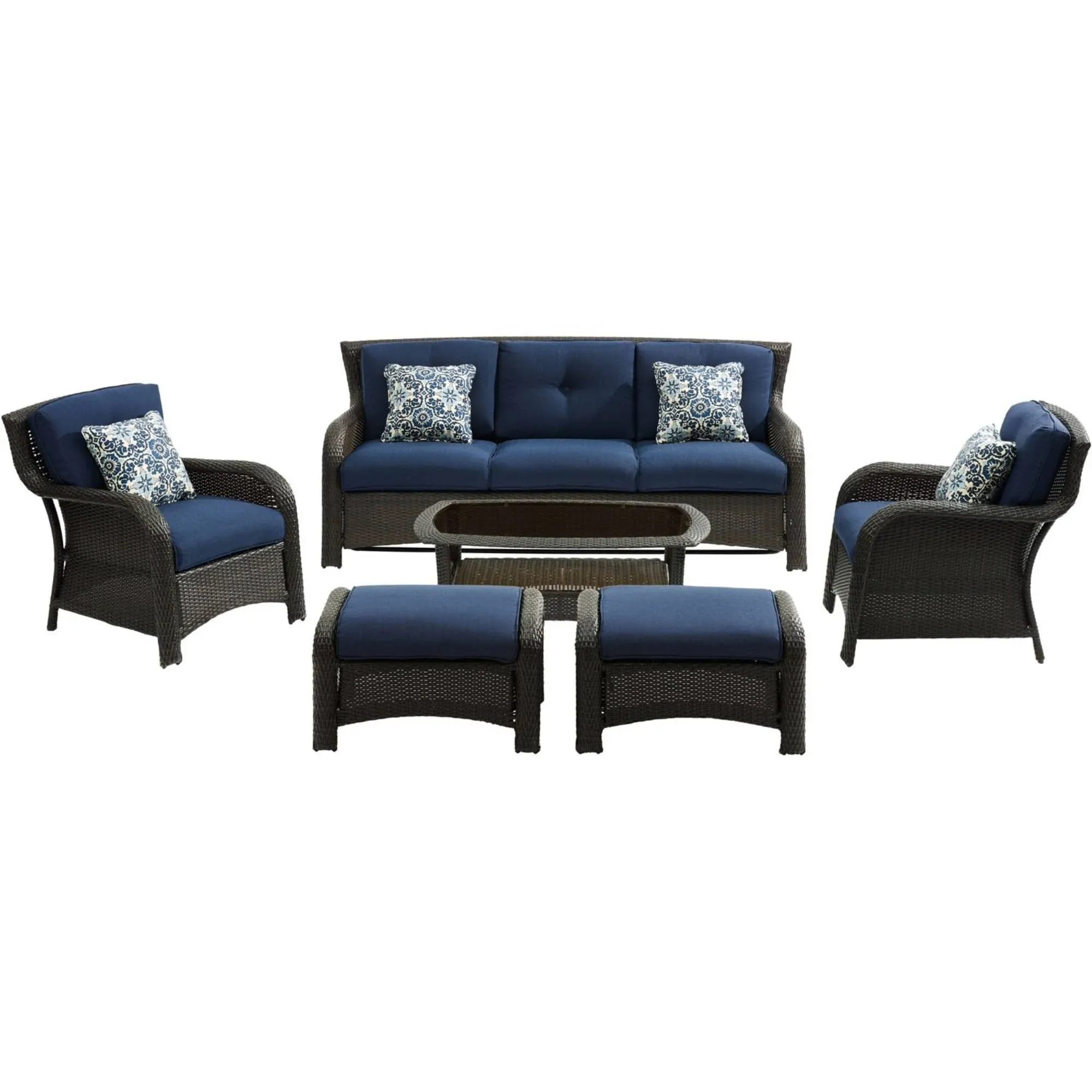 Hanover Strathmere 6-Piece Lounge Set, Navy Blue