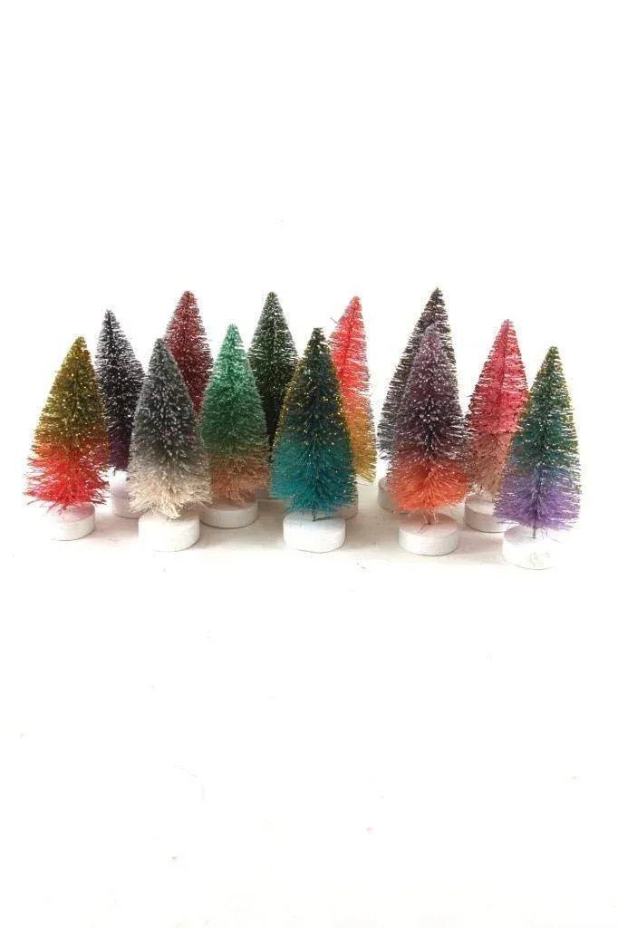 Small Glitter Ombre Multi-Hue Trees Box Set/12