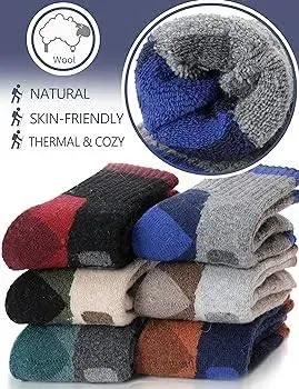 Anlisim Kids Merino Wool Hiking Socks Boys Girls Toddlers Thermal Winter Warm Boot Thick Cushion Gift Socks 6 Pairs