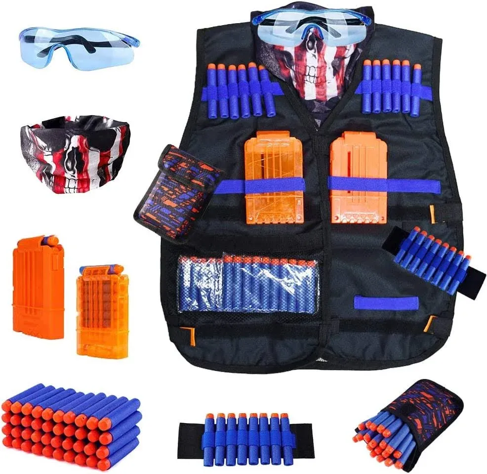 JGCWorker Kids Tactical Vest Kit for Nerf Guns N-Strike Elite Series with 40 ...