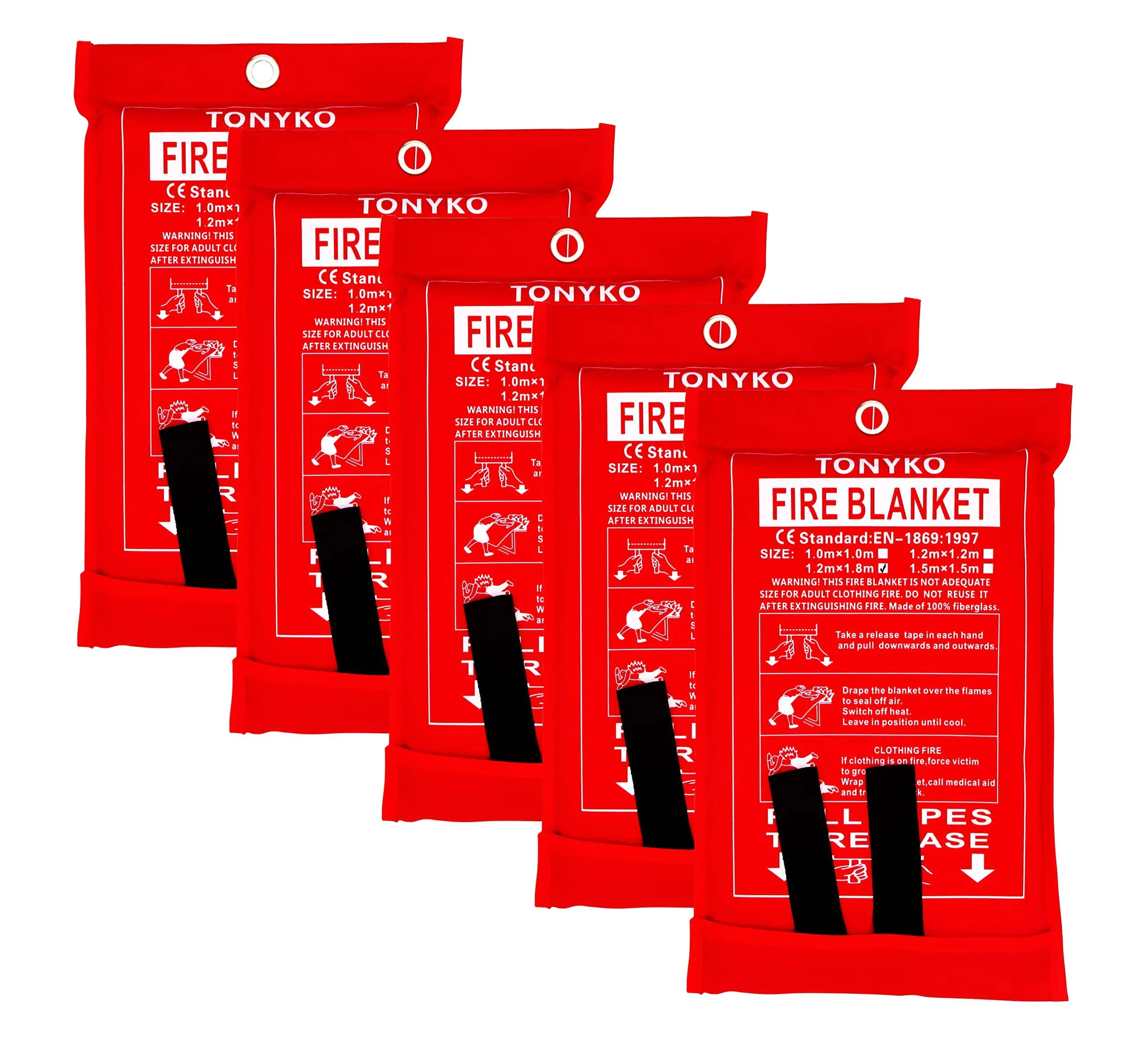 TONYKO 3.9 x 5.9ft Fiberglass Fire Blanket for Emergency Surival, Flame Retardant Protection and Heat Insulation (White-5PACK)