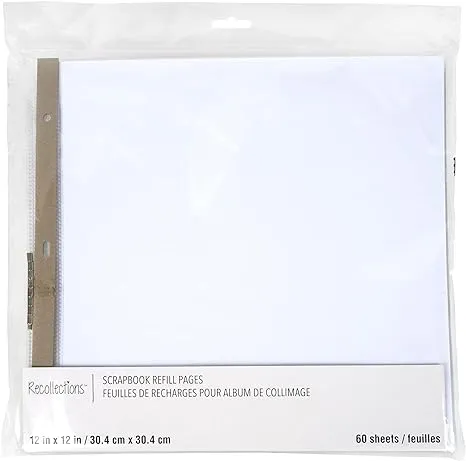 Recollections 12" x 12" White Scrapbook Refill Pages - 20 ct