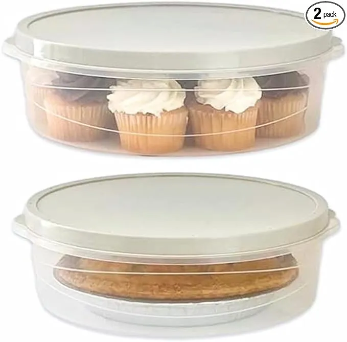 Evelots Set of 2 Pie Keepers Clear Plastic Food Storage Containers Holds 10 inch Cakes, Pies, Pastries