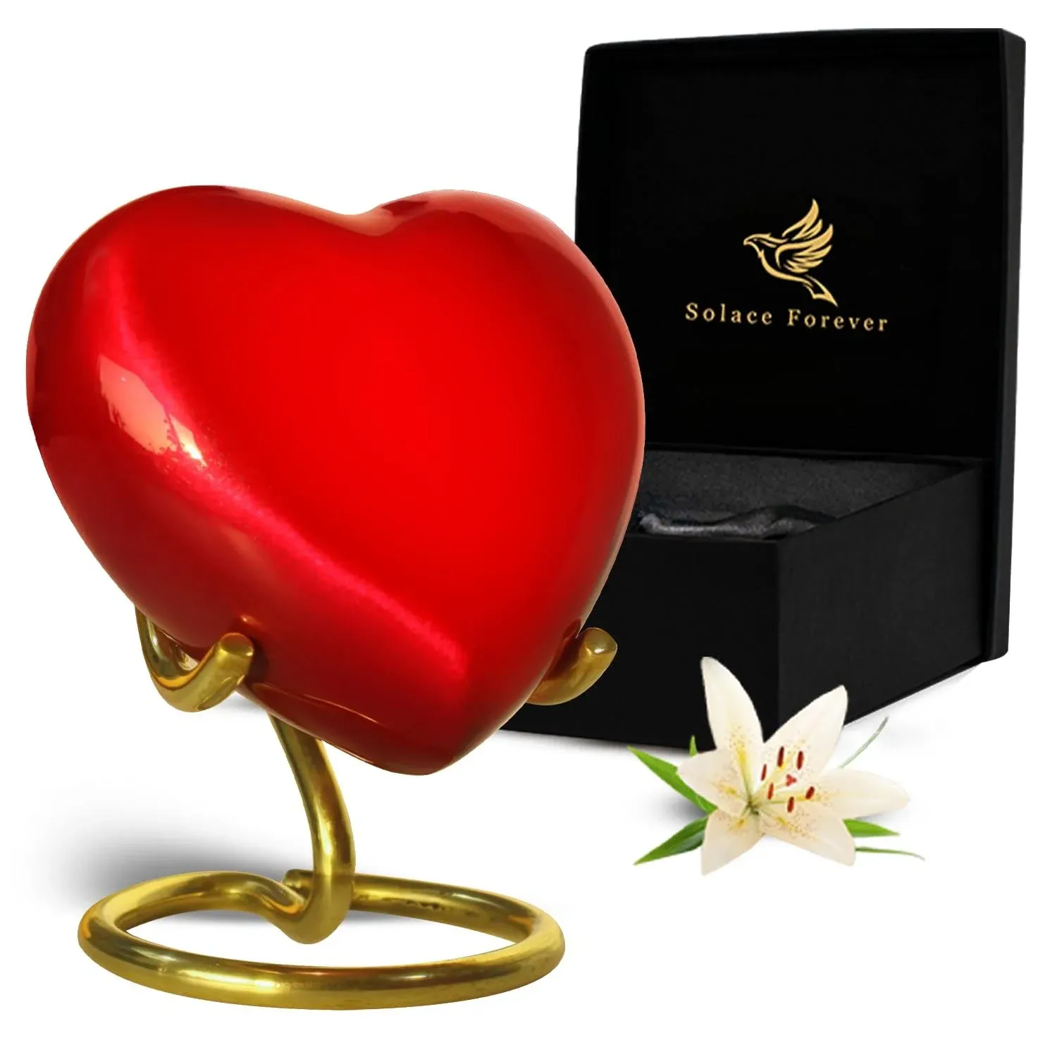 Small Heart Urn for Human Ashes - Keepsake Urn with Box &amp; Stand for Your Lover