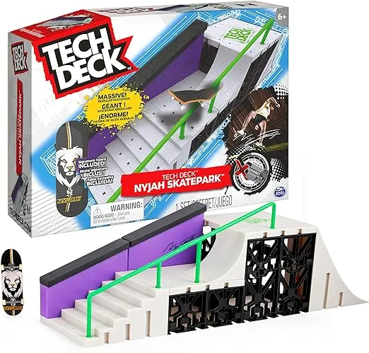 Tech Deck, Nyjah Skatepark X-Connect Park Creator, Massive Customizable Skatepark Ramp Set with Exclusive Fingerboard, Kids Toy for Ages 6 and up
