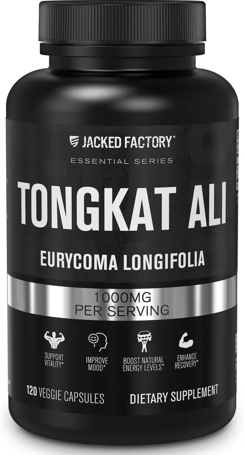 Jacked Factory Indonesian Tongkat Ali - 200:1 Extract Longjack Tongkat Ali for Men to Support Vitality, Improve Mood, Boost Natural Energy Levels, & Enhance Recovery - 120 Capsules