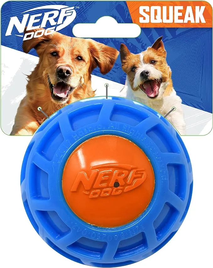 Nerf Dog 3in TPR EXO Squeak Ball - Blue/Orange