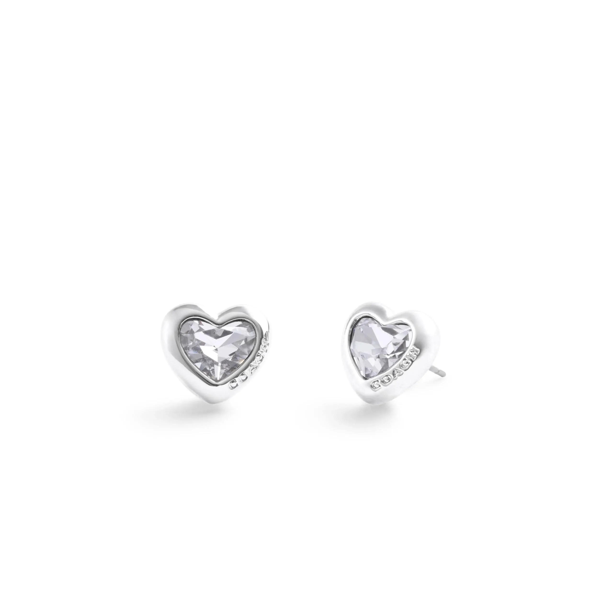 COACH Womens Stone Heart Stud Earrings