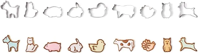 Fox Run Mini Animal Cookie cutters, 0.75 x 1.5 x 1 inches, Metallic