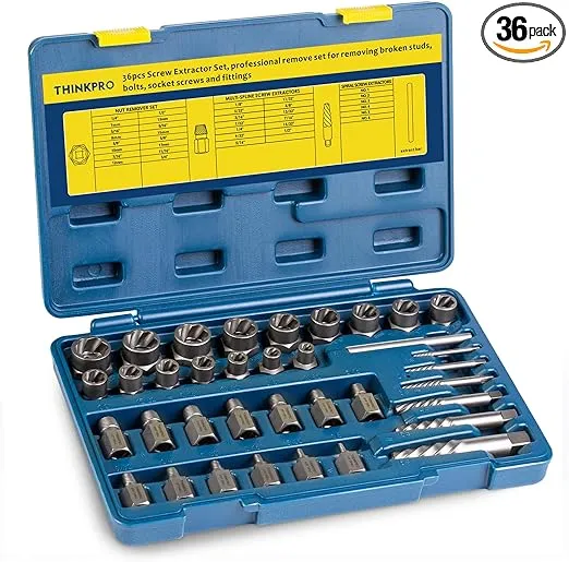 36Pcs Screw & Bolt Extractor Set, 2-in-1 Multi-Spline Lug nut Remover, Easy out Stripped Screw Removal Tool Kit for Damaged, Frozen, Studs, Rusted, Rounded-Off Bolts, Nuts