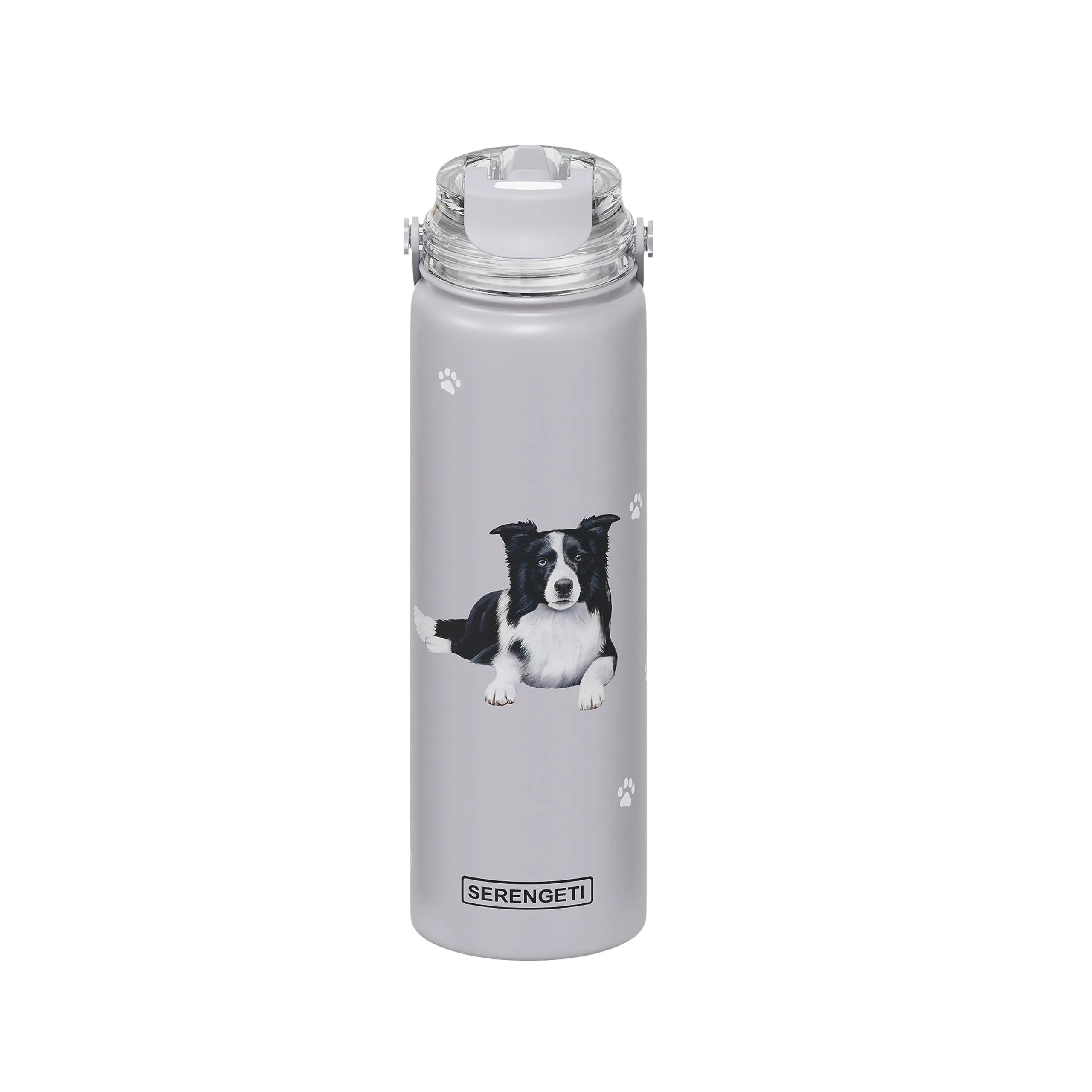 E&amp;S Pets Stainless Steel Water Bottle 24 Oz., Spill Proof (Border Collie)