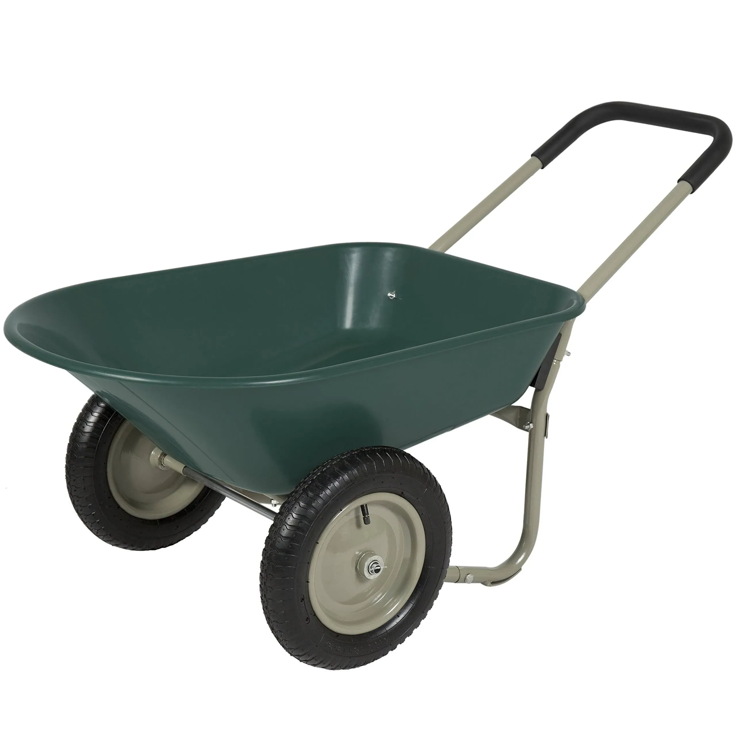 Best Choice Products Dual-Wheel Home Wheelbarrow Yard Garden Cart for Lawn, Construction - Green