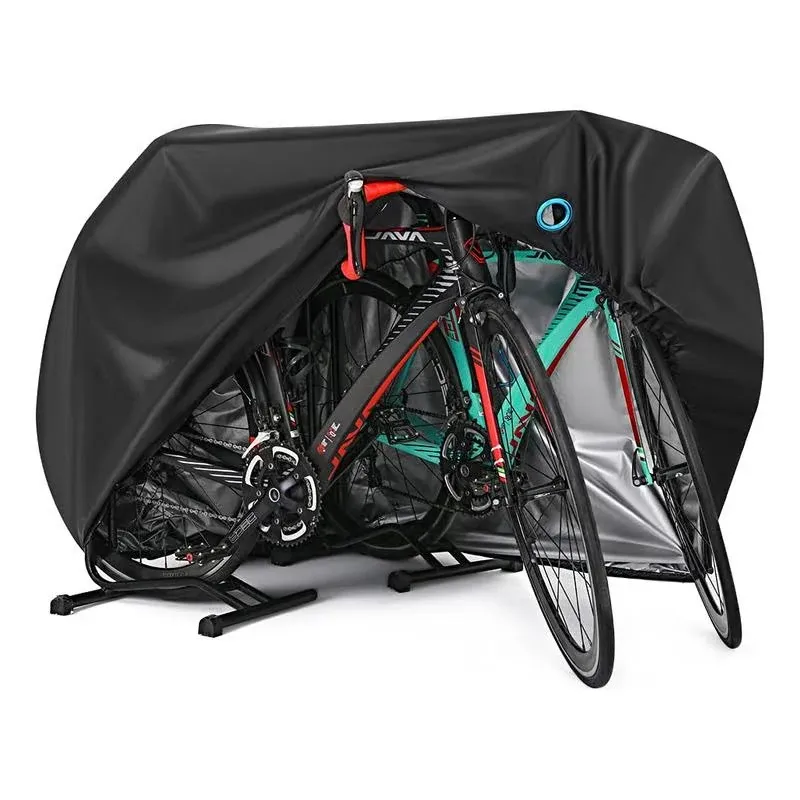 Bike Cover for 2 or 3 Bikes Outdoor Waterproof Bicycle Covers Rain Sun UV Dust Wind Proof with Lock Hole for Mountain Road Electric Bike Heavy Duty Bikes Black