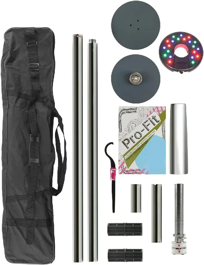 Pro-Fit 50mm Professional Portable Spinning Dance Pole with LED Dance Light and Carry Bag