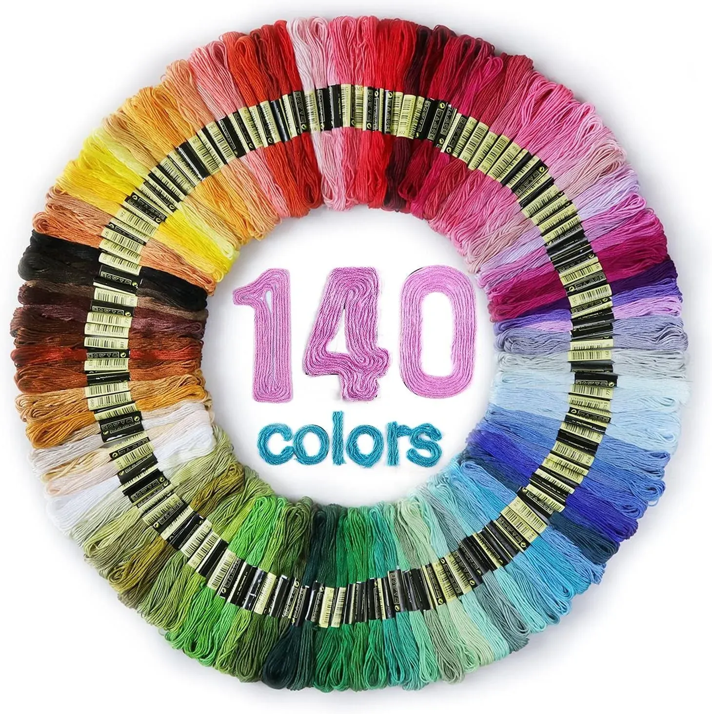 LOVIMAG Premium Rainbow Color Embroidery Floss 140 Skeins Per Pack with Cotton for Cross Stitch Threads, Bracelet Yarn, Craft Floss, Aroic Embroidery Floss Set