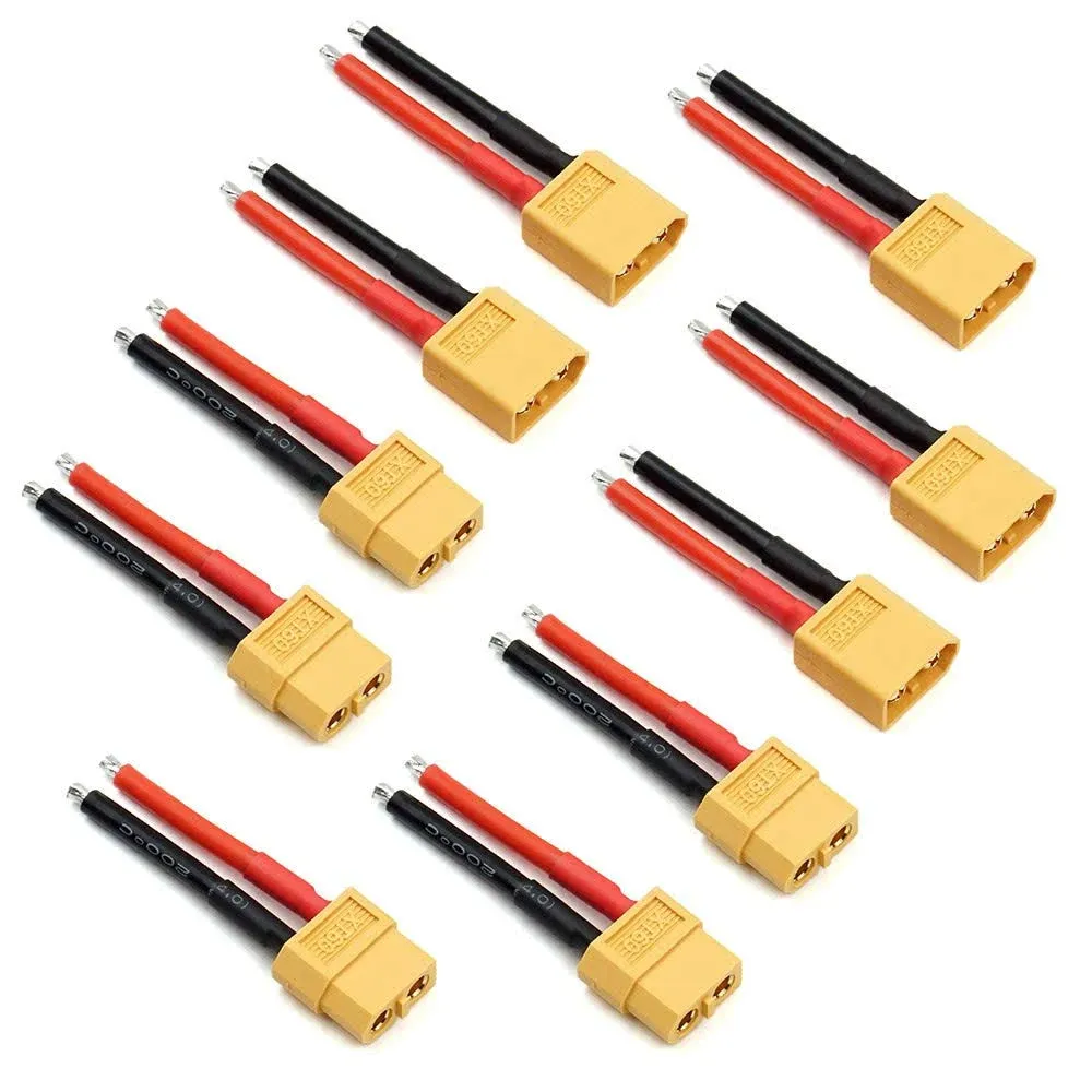 5 Pairs XT60 Plug Connector Female and Male with 14AWG Silicon Wire for RC Lipo Battery Cable Drone Car Boat