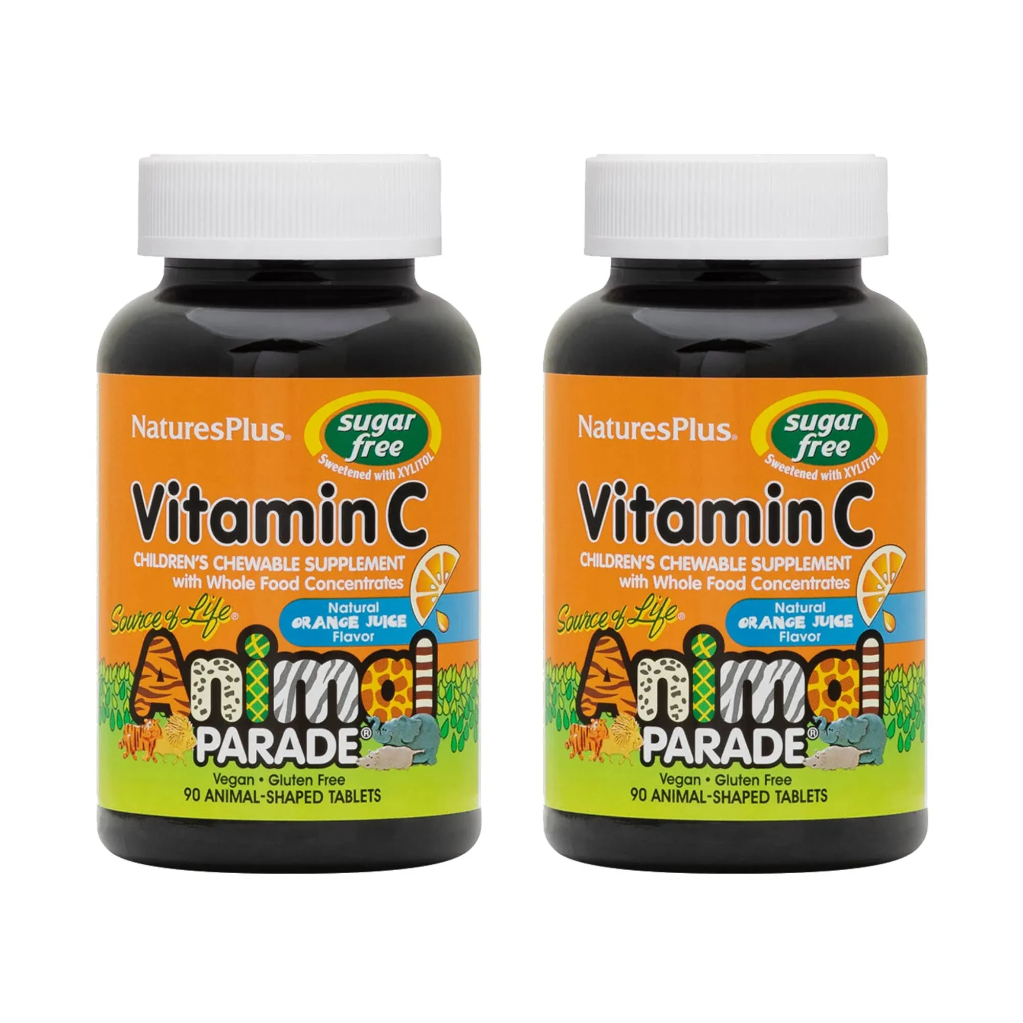 Nature's Plus - Sol Animal Parade Sugar-Free Vitamin C Orange Juice Flavor (2-Pack)