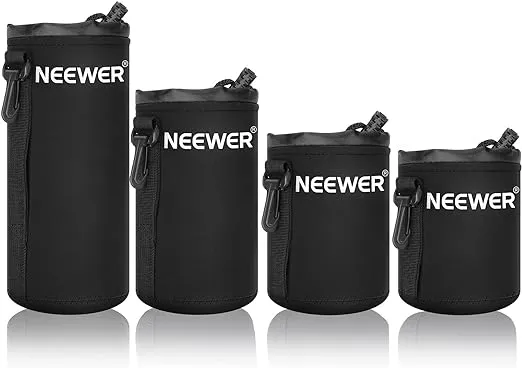 Neewer 4X Lens Case Lens Pouch Bag with Thick Protective Neoprene for DSLR Camera Lens (Fit for Canon, Nikon, Sony, Olympus, Panasonic) Includes: Small, Medium, Large, XL Size