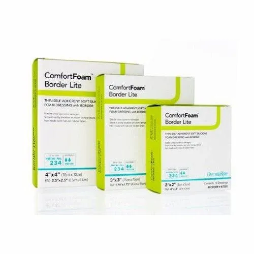 ComfortFoam Border Lite Thin Silicone Foam Dressing, 2 x 2 inch; Box of 10