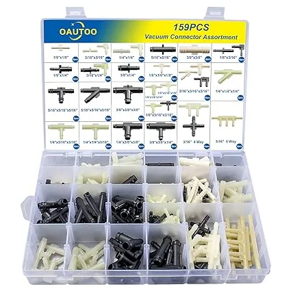 OAUTOO 32 Size Automotive Vacuum Tubing Connector Vacuum Tee Connector Assortment Kit 1/8" 3/16" 1/4" 5/16" 3/8"