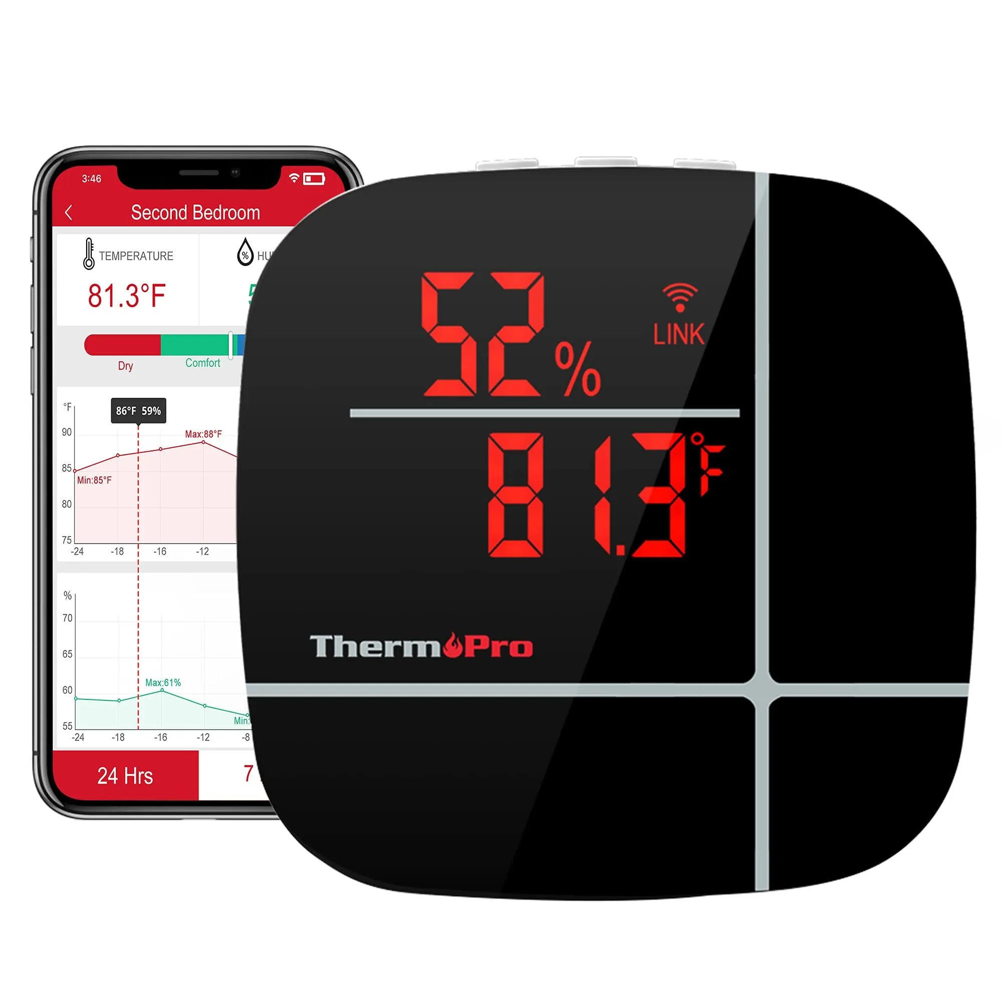 ThermoPro TP90 Smart Wireless Indoor Hygrometer WiFi Thermometer With Free App,