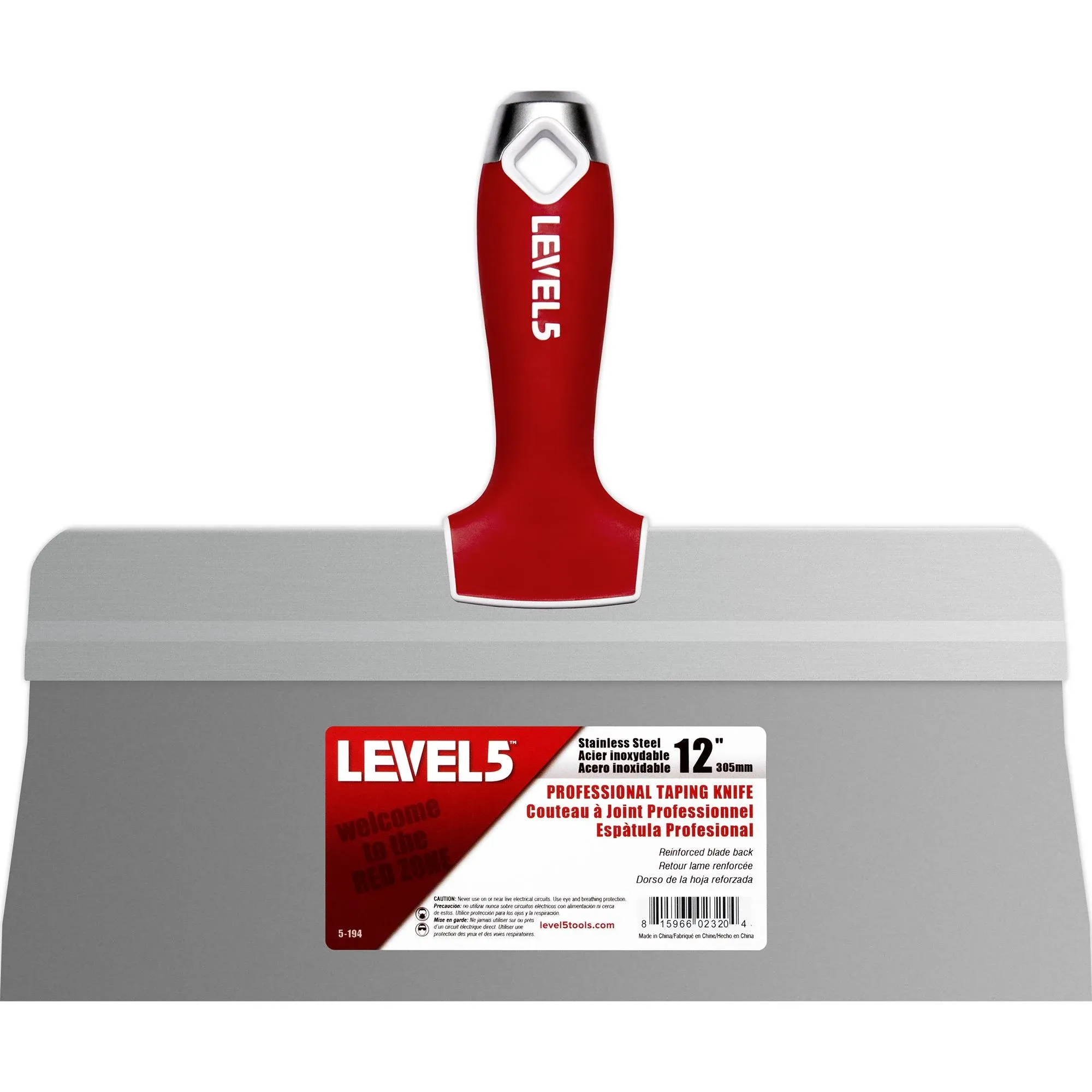 LEVEL5 12&#034; &#039;Big Back&#039; Stainless Steel Taping Knife with Soft Grip Handle