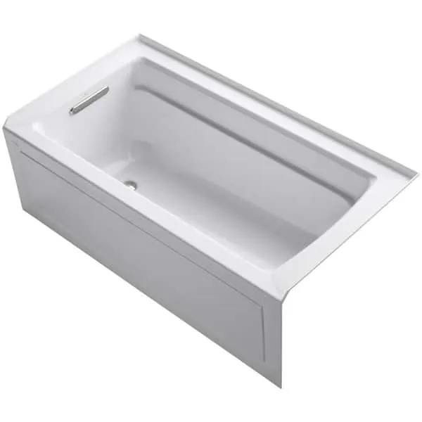 KOHLER K-1123-LA ARCHER 60 INCH X 32 INCH ACRYLIC ALCOVE RECTANGULAR SOAKING BATHTUB WITH INTEGRAL FLANGE, APRON AND LEFT-HAND DRAIN