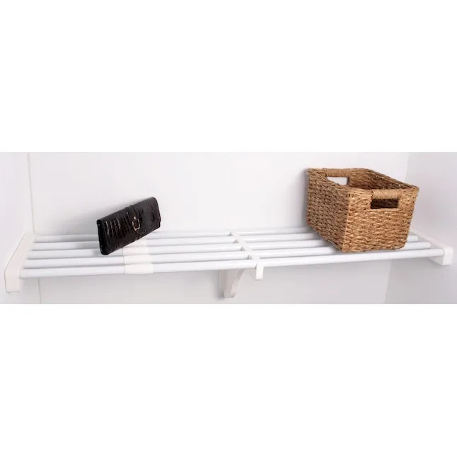 EZ Shelf - DIY Expandable Closet Shelf (NO Hanging Rod) - 40.5” to 73” - White - Easy to Install to 2 Sidewalls -(EZS-SW72)- Wire Closet Shelving Alternative