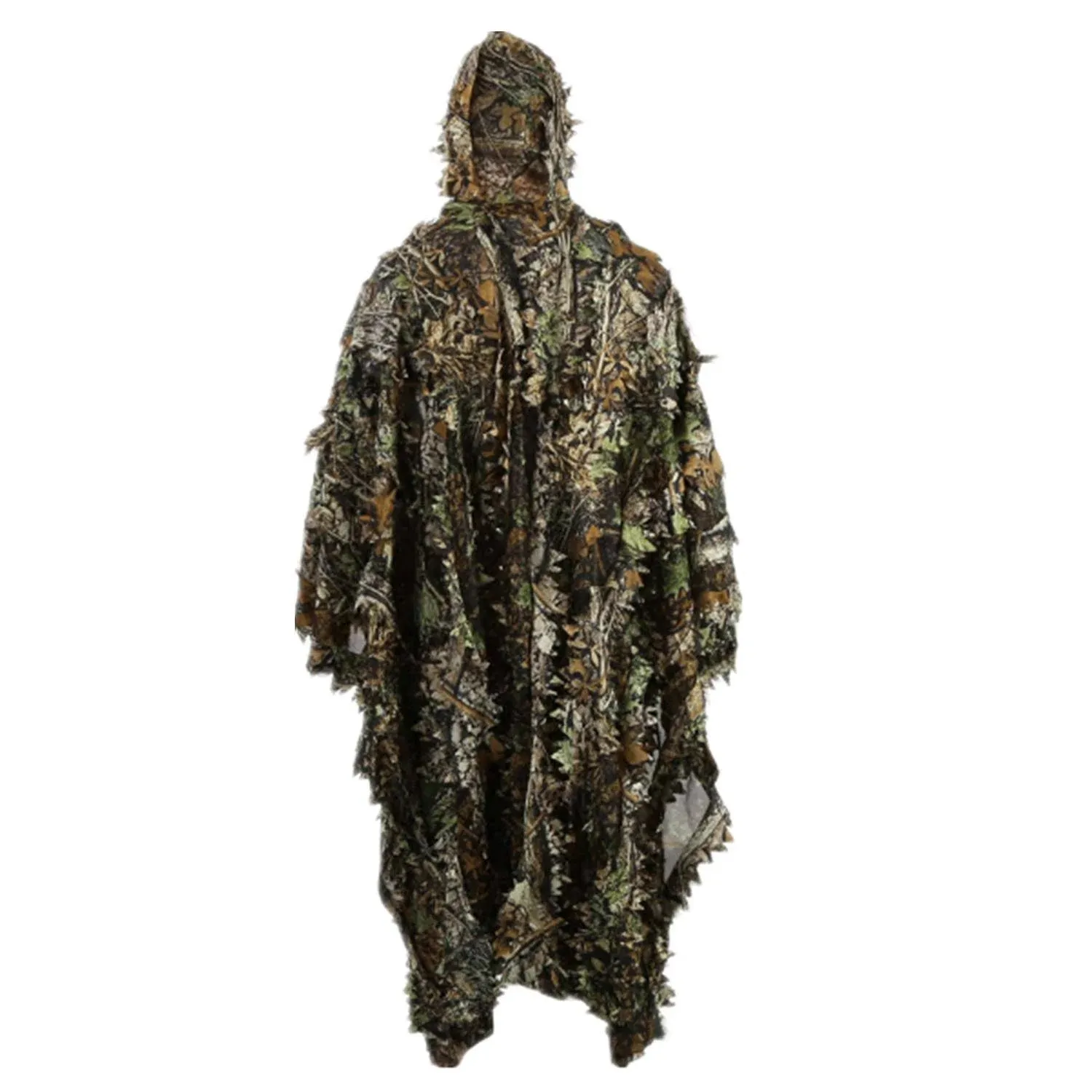 Zicac Outdoor 3D Leaves Camouflage Ghillie Poncho Camo Cape Cloak Stealth Ghillie Suit Military CS Woodland Hunting Poncho (Camo)Zicac Outdoor 3D Leaves Camouflage Ghillie Poncho…