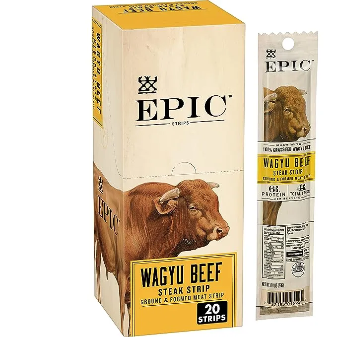 EPIC Venison & Beef Strips, Keto Friendly, Whole30, 20 ct, 0.8 oz Strips