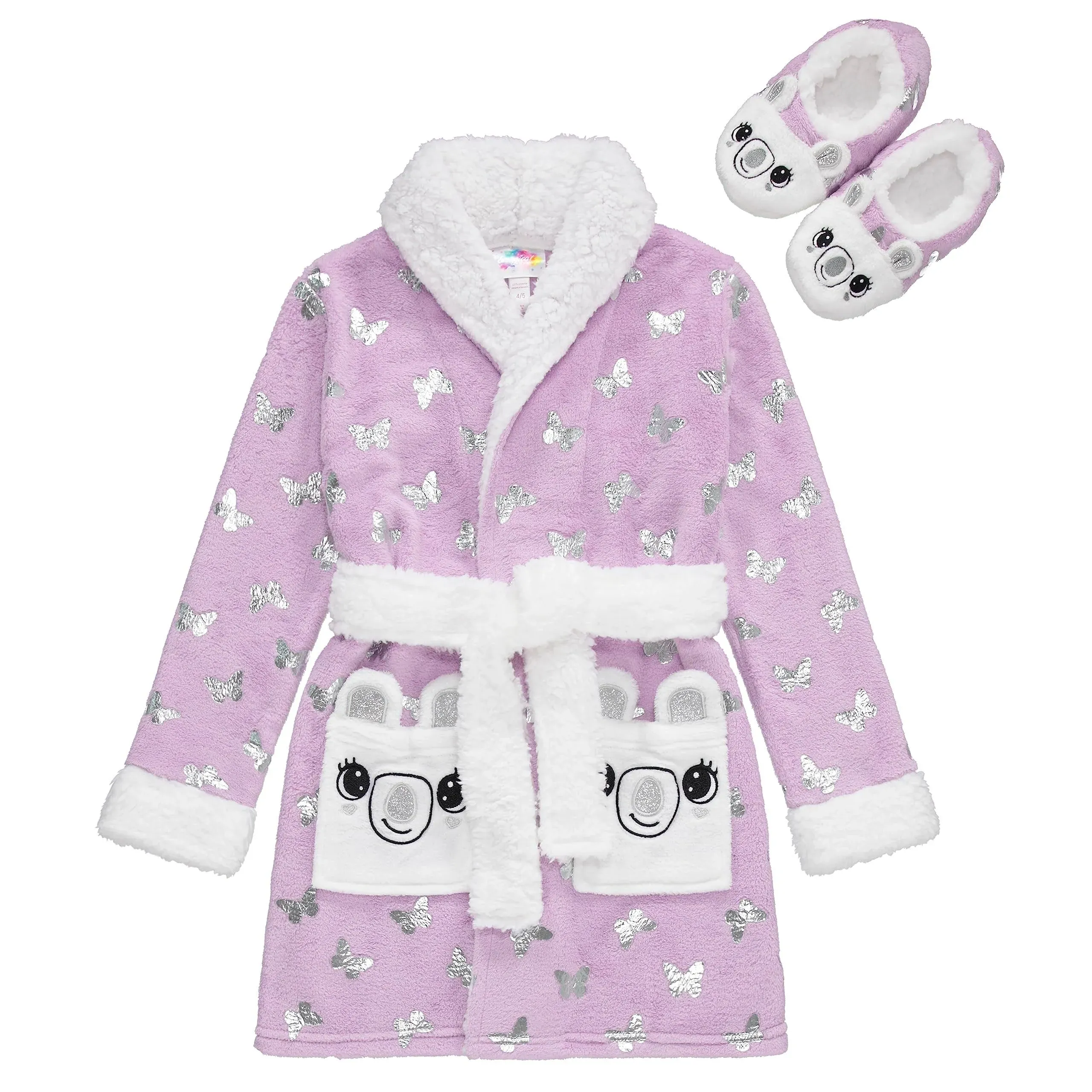 BTween Girls' Unicorn Bathrobe Set - Soft, Cozy, and Fun with Matching Slippers - Perfect for Lounging