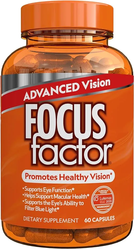 Focus Factor Advanced Vision Formula (60 Count) - Eye Vitamins with Vitamin C, Vitamin E, Lutemax® 2020 - Lutein and Zeaxanthin Supplement for Eye Health Support