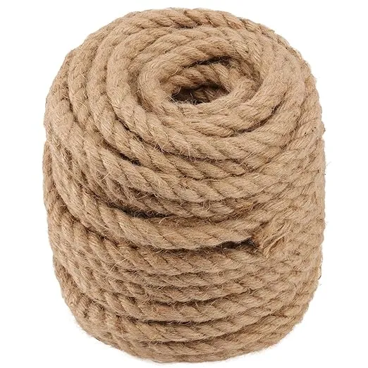 100 Feet 1/2 Inch Thick Natural Jute Rope, 12Mm X 30M Strong Hemp Rope, Thick 