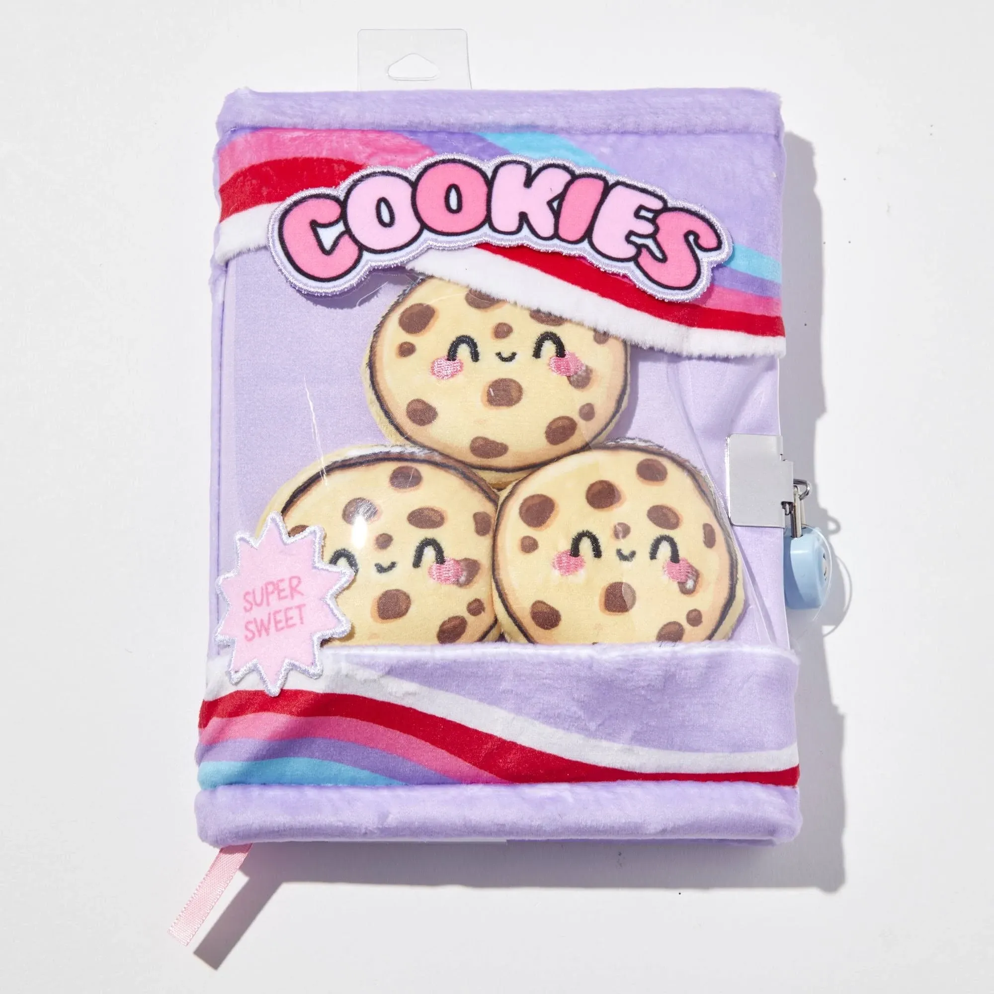 Claire's Fuzzy Diary - Chocolate Chip Cookies Design with Lock and Key - 6W x 8H x 1.5D in