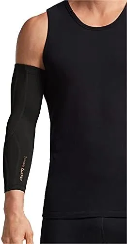 Men's Performance Compression Full Arm Sleeve | Black with TC Tonal Stitch | Size ...