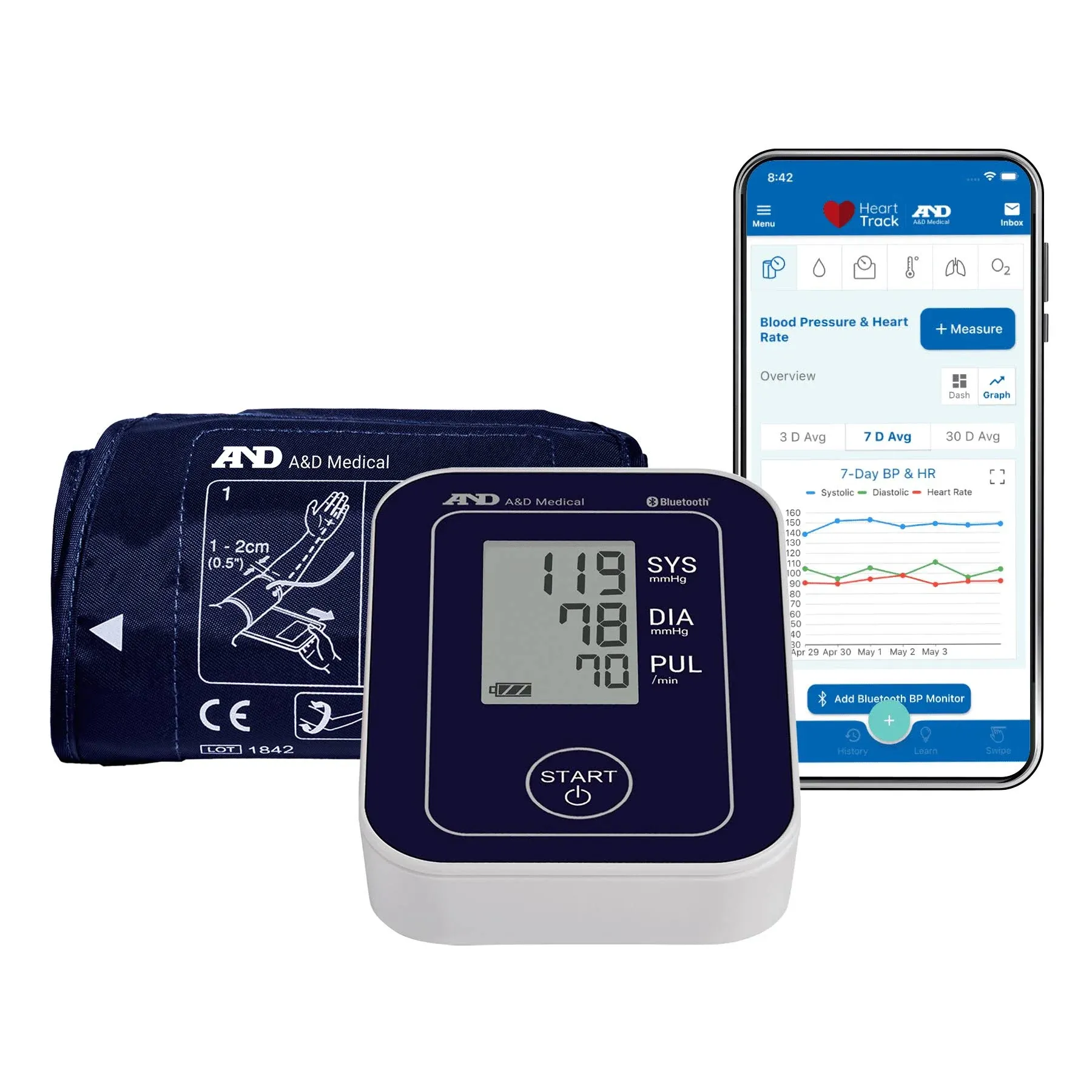 A&D Medical Deluxe Upper Arm Blood Pressure Monitor with Bluetooth