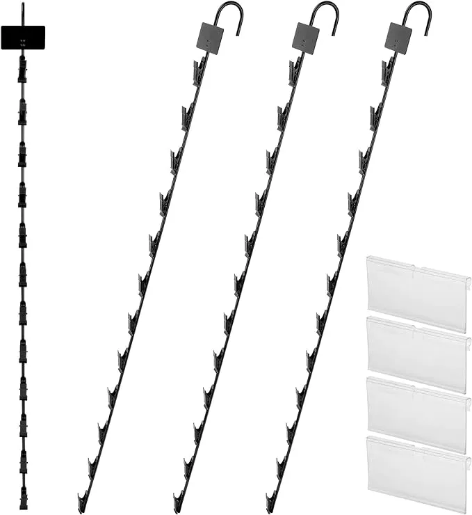 HawHawToys Hanging Merchandise Strips with Hooks , Pack of 4 – 31”Chip Rac