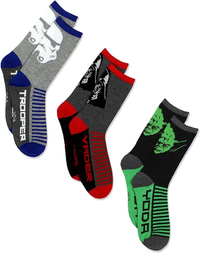 STAR WARS Boys 3 pack Socks (Little Kid/Big Kid/Teen/Adult)