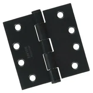 4" X 4" Heavy Duty Black Powder Coated Steel Hinge Pair - Button Tip