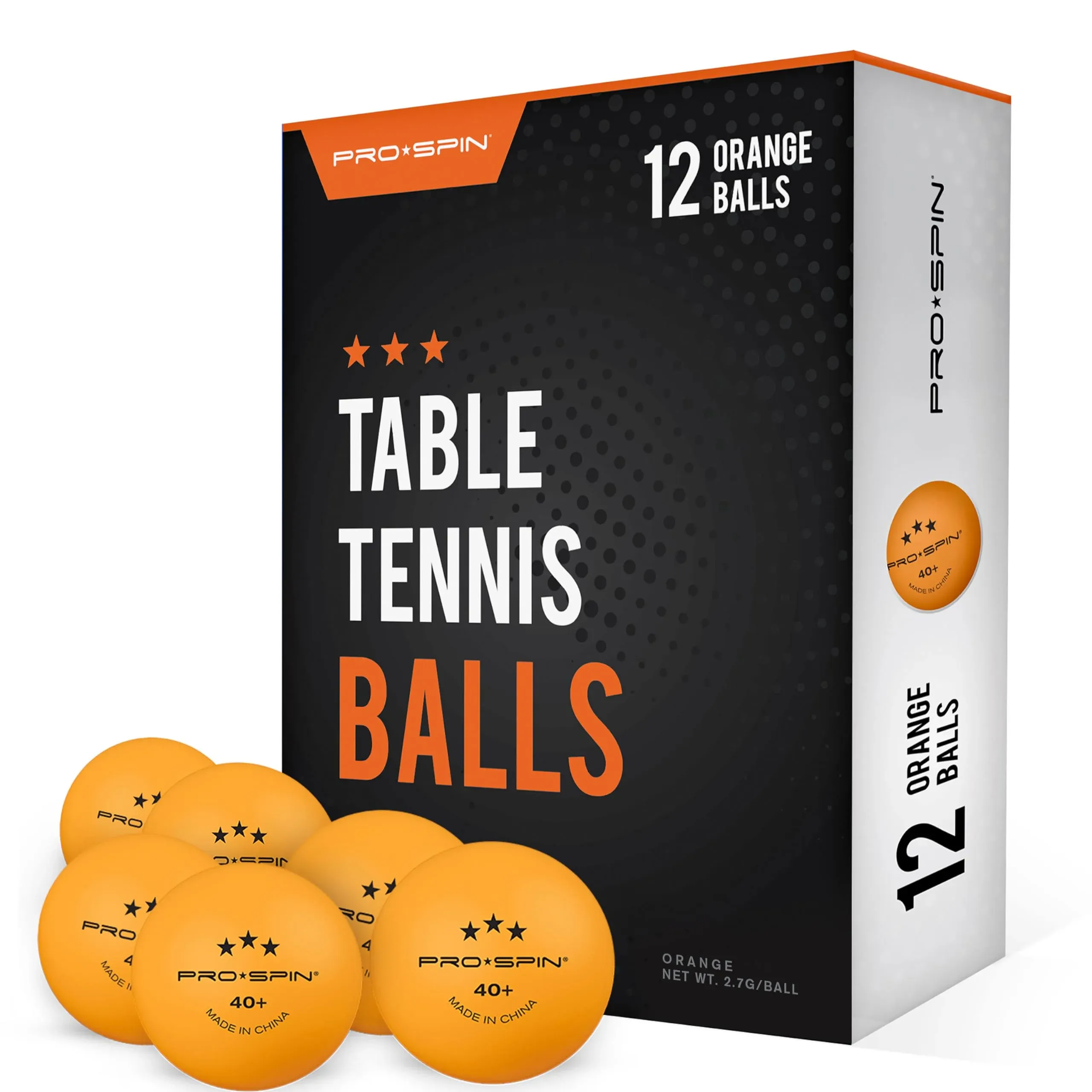 PRO SPIN Ping Pong Balls - 3-Star Table Tennis Balls | High-Performance 40+ ABS Training Balls | Orange or White | Ultimate Durability for Indoor/Outdoor Ping Pong Tables