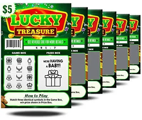 6 Pack - Pregnancy Announcement Lottery Scratch-Off Tickets | 4x6 Authentic L...