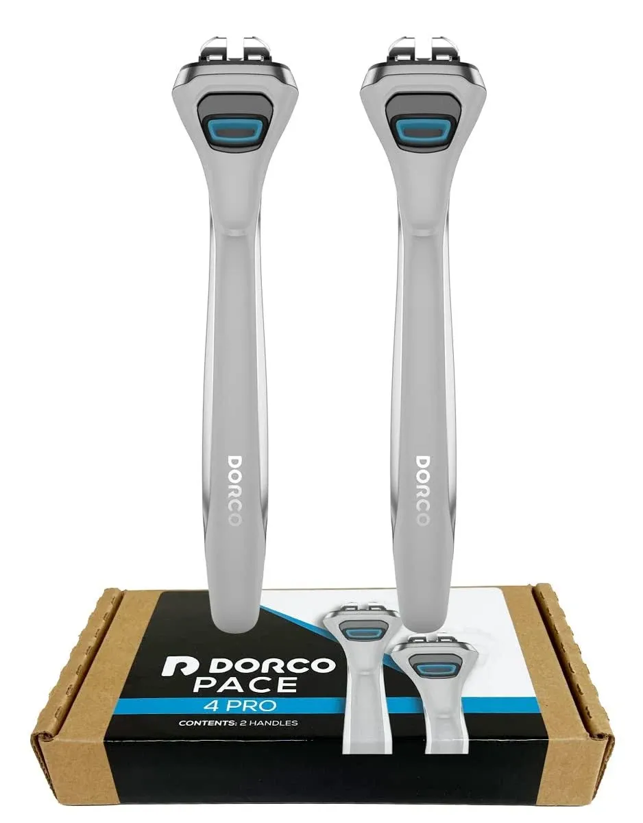 Dorco Pace 4 Pro - Four Blade Razor Shaving System - 2 Replacement Handles ...