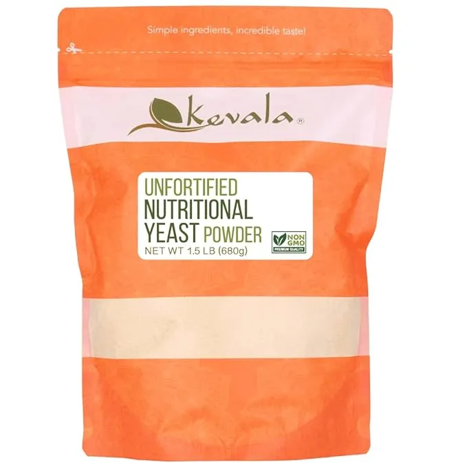 Kevala Unfortified Nutritional Yeast Powder - Unfortified, Snacks and Popcorn Seasoning, Vegan Parmesan Cheese Substitute, Baking Bread, 1.5 lb