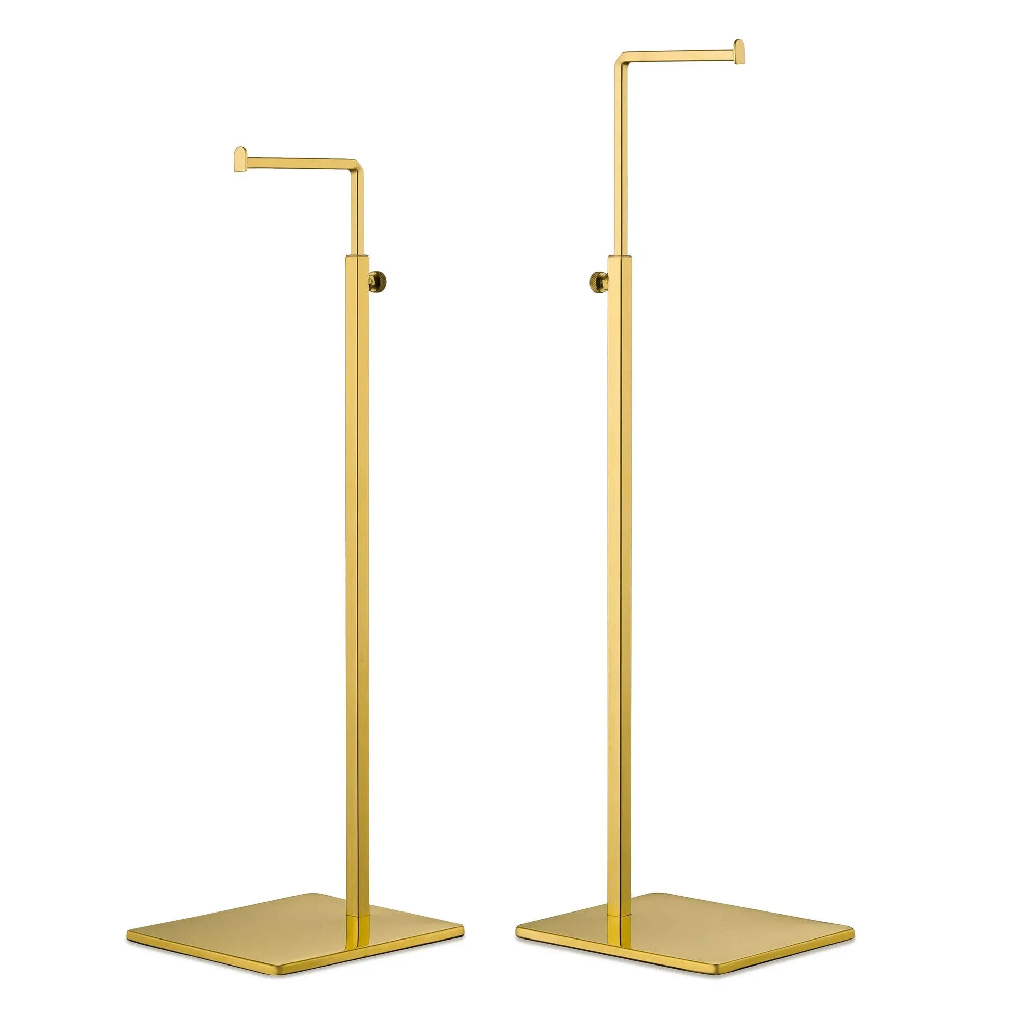 YIFU DISPLAY Purse Display Stand - 2 Pack Polished Gold Counter Adjustable Height Handbag Display Stand- Single Hanging Hook Bag Display (Polished Gold)