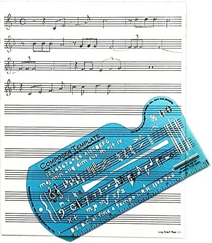 Song Writer's Composing Template Stencil for Music Notes & Symbols with Manuscript Staff Paper Tablet