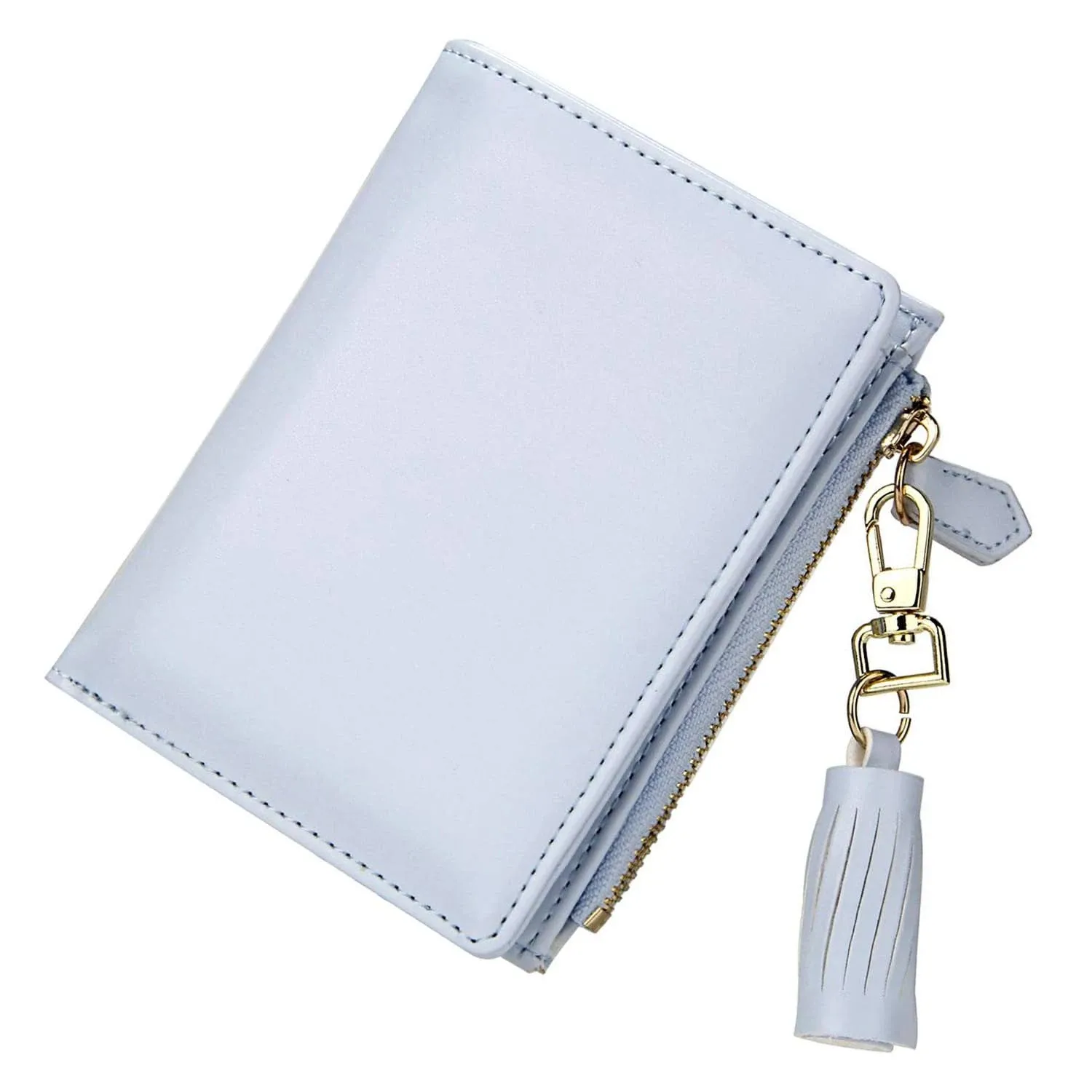 SMALL Wallets for Women Bifold Slim Coin Purse Zipper Blue