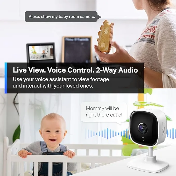 TP-Link Tapo 2K Überwachungskamera für Babyphone, Hundekamera mit Bewegungserkennung, 2-Wege-Audio, Nachtsicht, Cloud- & SD-Kartenspeicher (bis zu 256 GB), funktioniert mit Alexa & Google-Home,