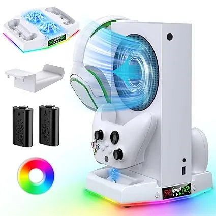 RGB Cooling Stand &amp; Charging Station for Xbox Series S with RGB Light, MENEEA...