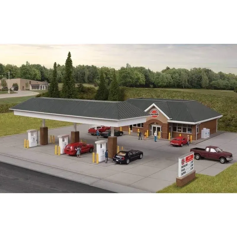 Walthers Cornerstone 1/87 HO Scale Modern Gas Station & Convenience Store, Easy-To-Build Structure Kit 933-3537