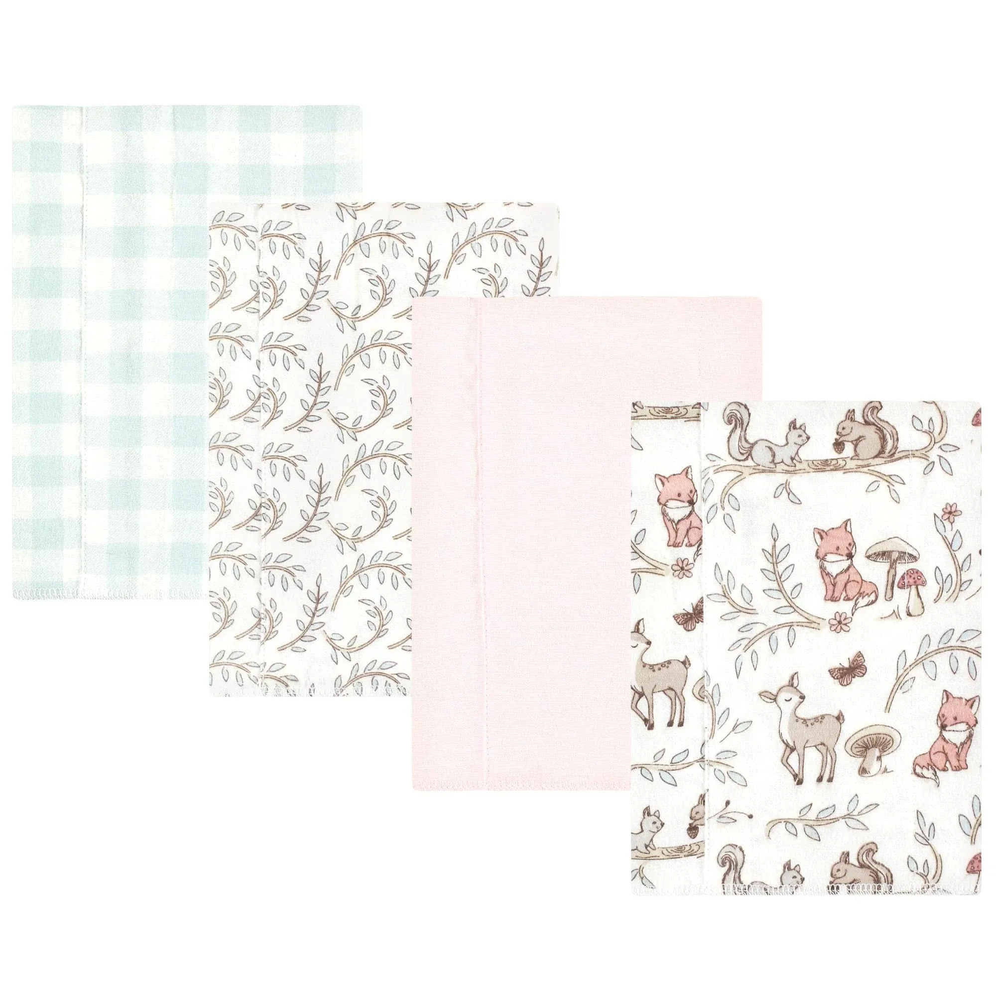 Hudson Baby Infant Girl Cotton Flannel Burp Cloths, Girl Woodland Pals 4-Pack ...